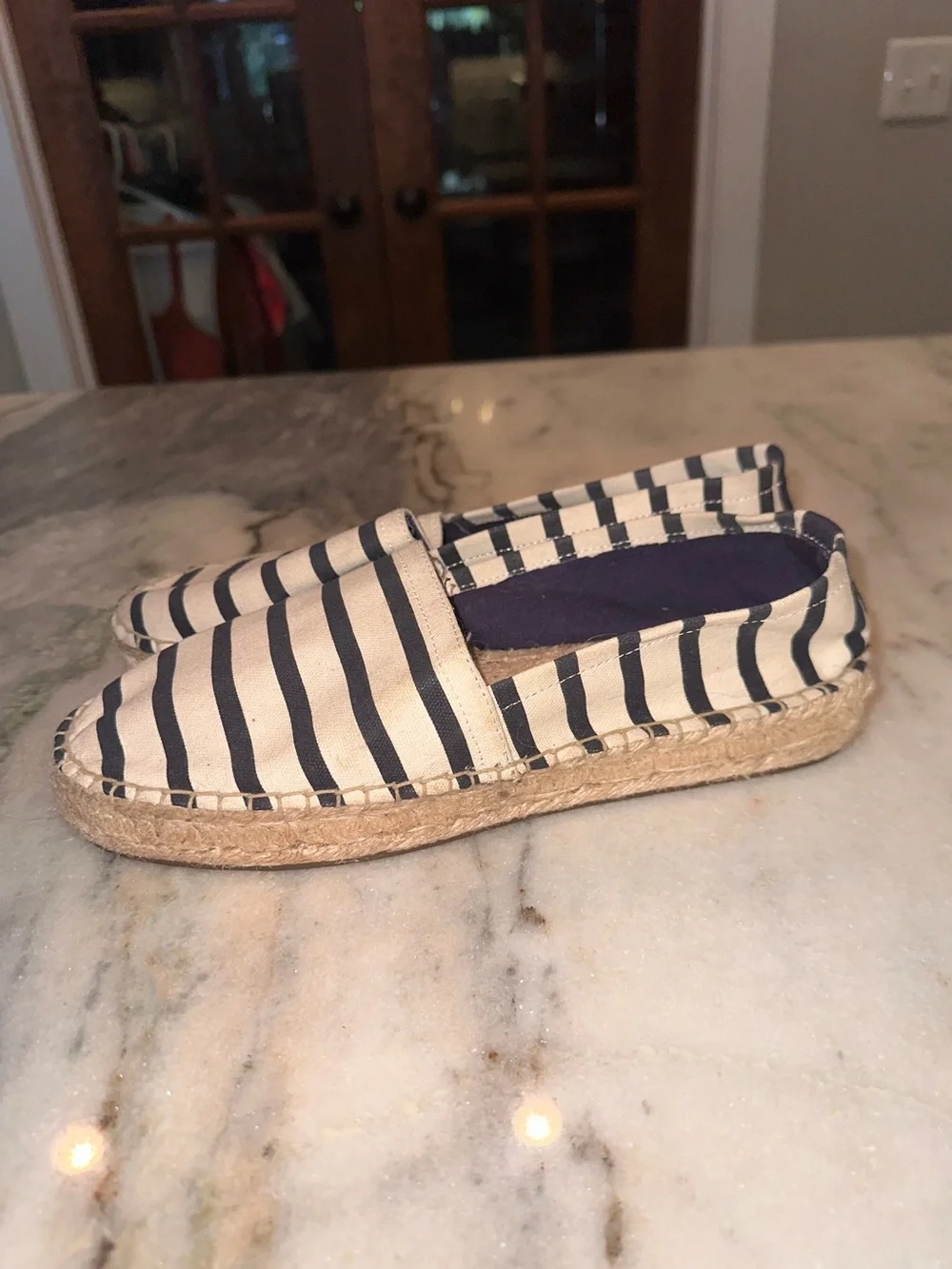 Aerie Size 8 Navy & White Striped Espadrilles Shoes Womens‎